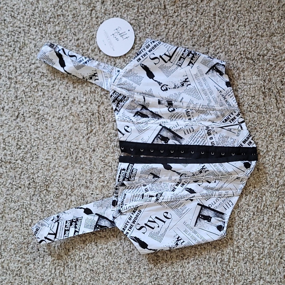 Corest style bustier crop top Magazine Print by Rabbit Rose
